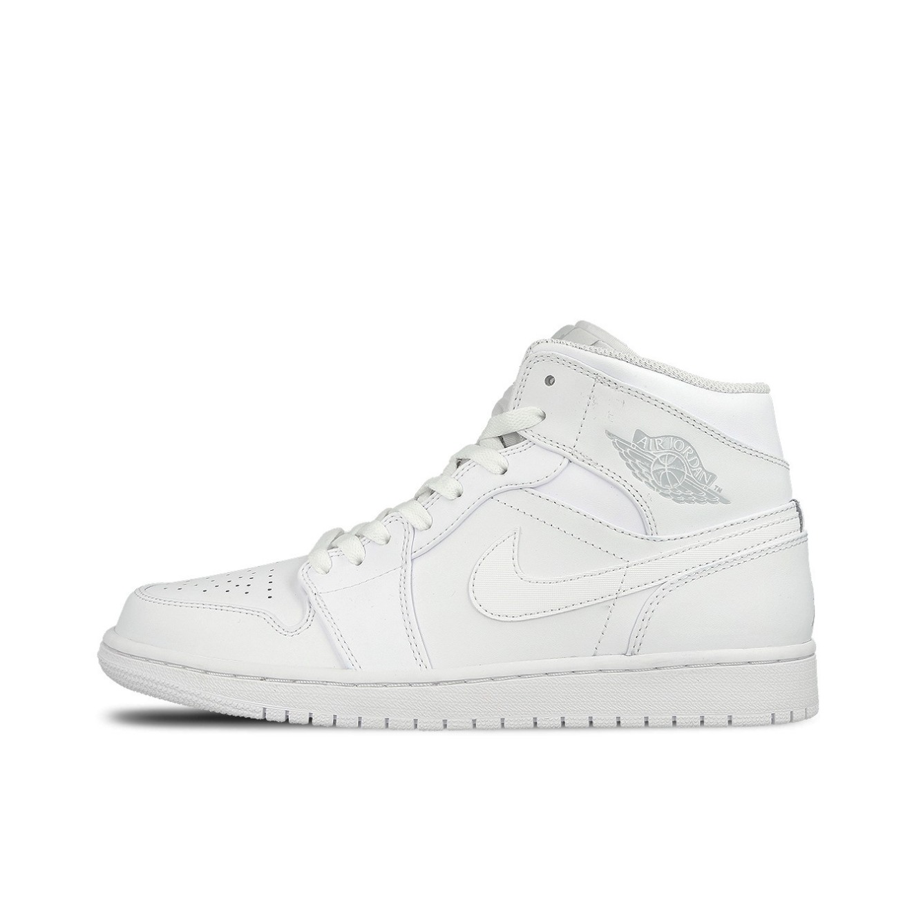 Air Jordan 1 Mid White 纯白/银飞翼LOGO/光面皮