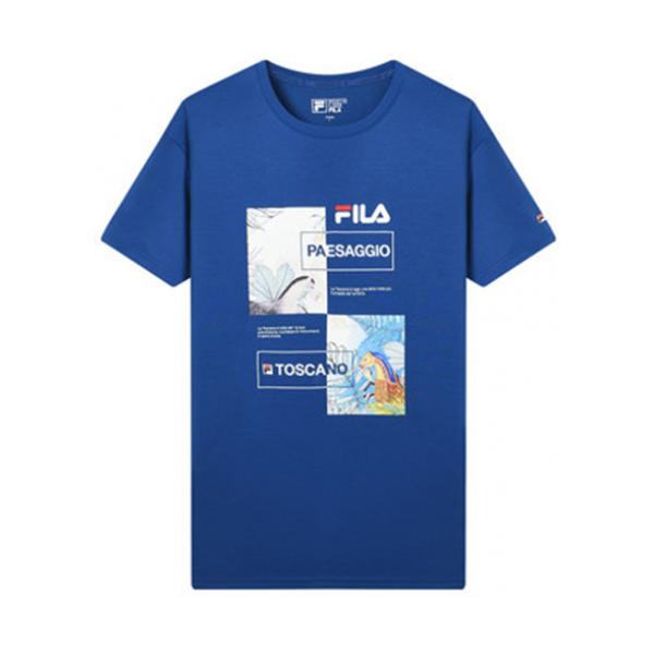 FILA 斐乐官方 男子时尚休闲印花短袖T恤