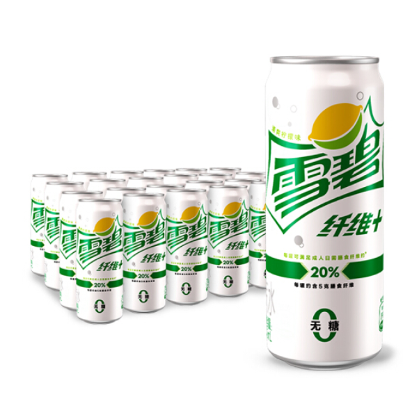 雪碧 Sprite 饮料 雪碧纤维+ 柠檬味碳酸饮料 330ml*24罐