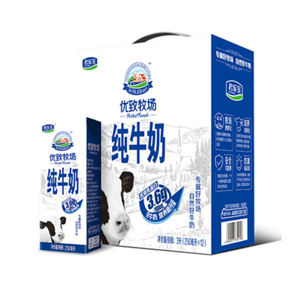 君乐宝优致牧场纯牛奶250ml*12（3件）