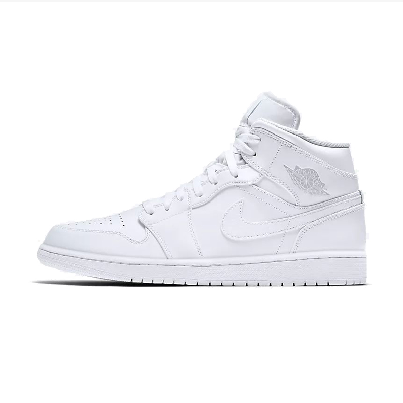 Air Jordan 1 Mid White 纯白/银飞翼LOGO/光面皮