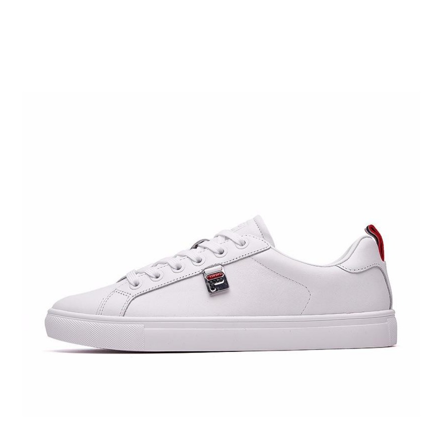 FILA 皮革时尚休闲鞋 F12W931320F  白红