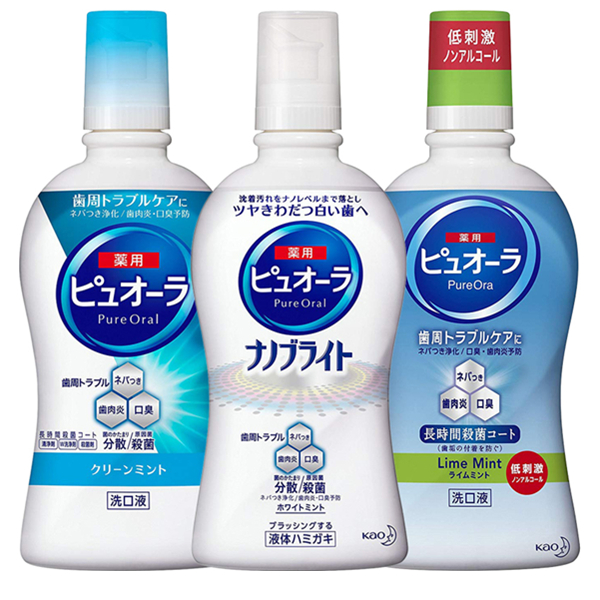 花王Poural牙周护理抑菌纳米亮白漱口水420ml*3
