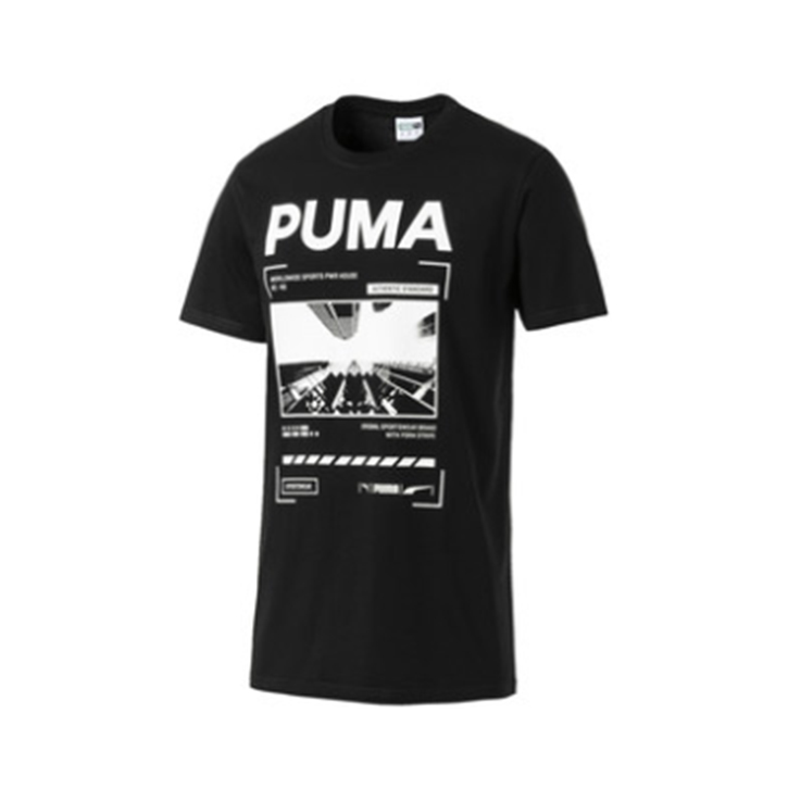 PUMA彪馬官方正品 春夏男子圓領(lǐng)印花短袖T恤