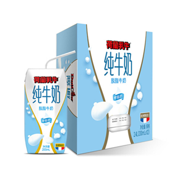 荷兰乳牛进口脱脂纯牛奶200ml*12