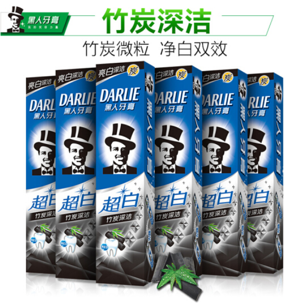 黑人（DARLIE）超白竹炭深洁美白牙膏6支共1140g