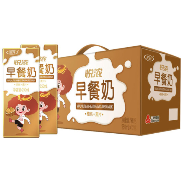 三元悦浓苗条砖早餐牛奶250ml*12盒