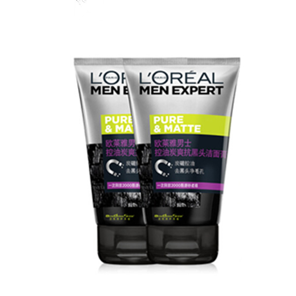 欧莱雅LOREAL男士控油炭爽抗黑头洁面套装