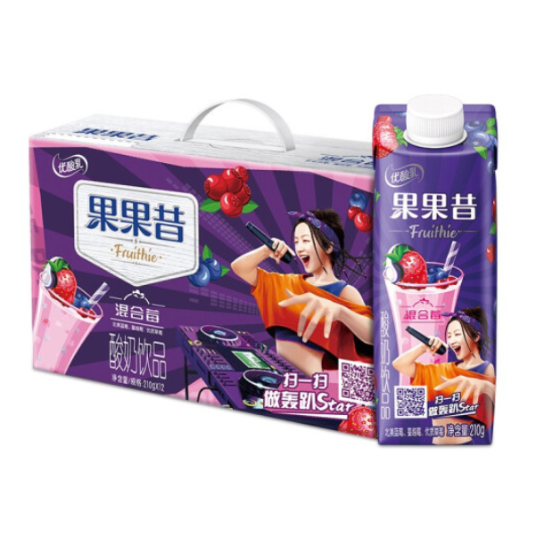 伊利 优酸乳果果昔酸奶饮品 混合莓味 210g*12盒