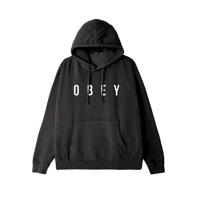 Obey 经典字母款加绒连帽卫衣