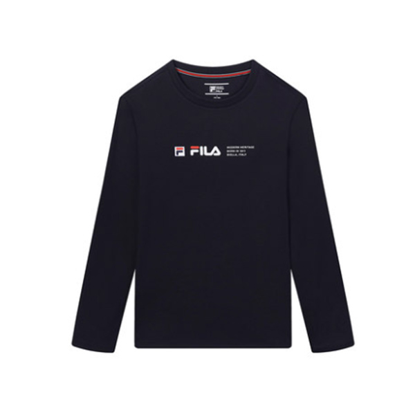 FILA 斐乐官方 男子  2019冬季新款圆领LOGO长袖T恤打底衫