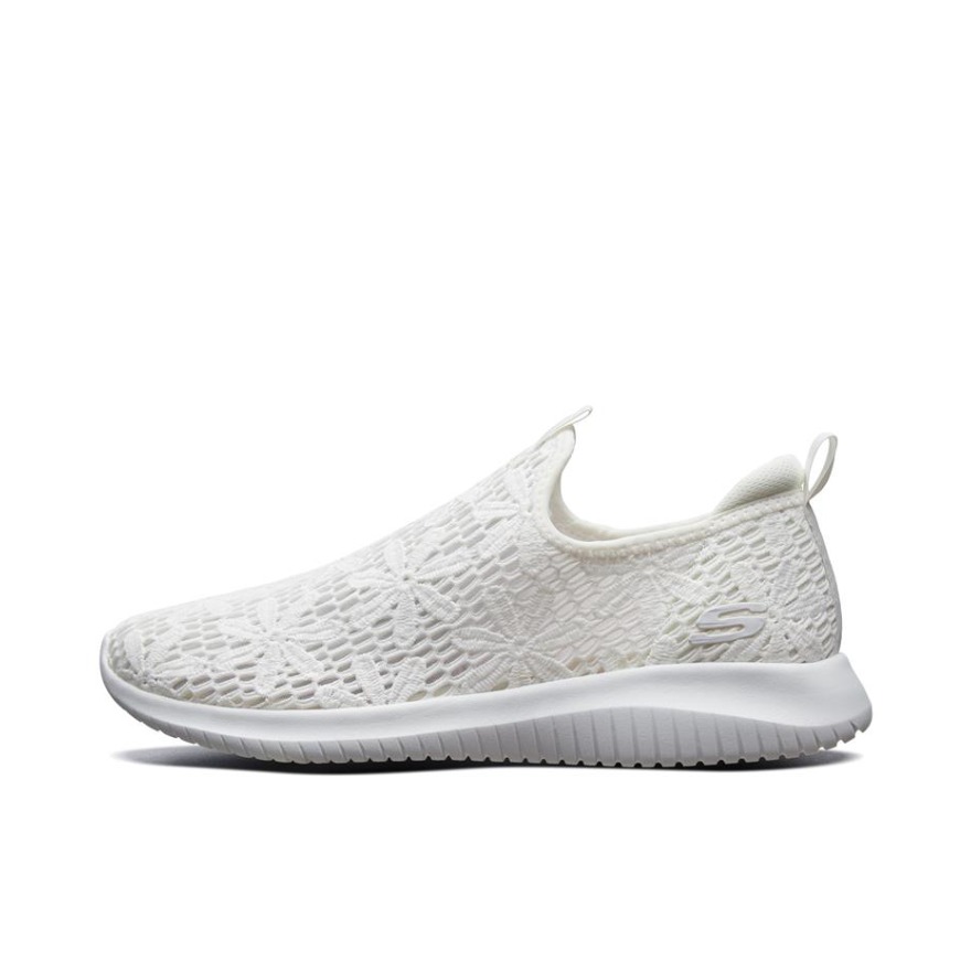 Skechers Ultra Flex 白色钩针网布一脚蹬