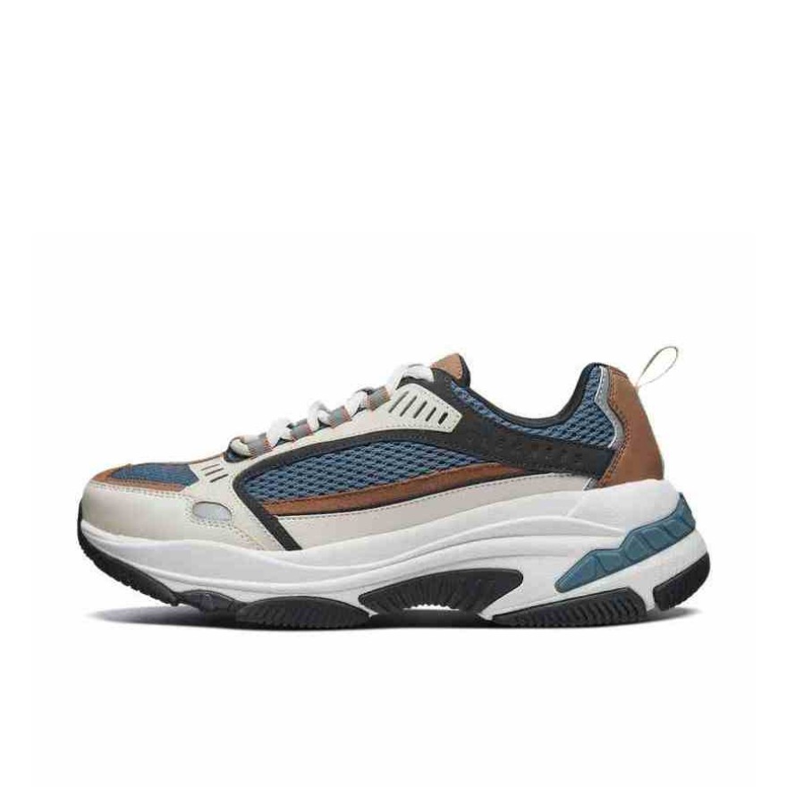 Skechers 复古厚底户外老爹鞋 白棕/蓝
