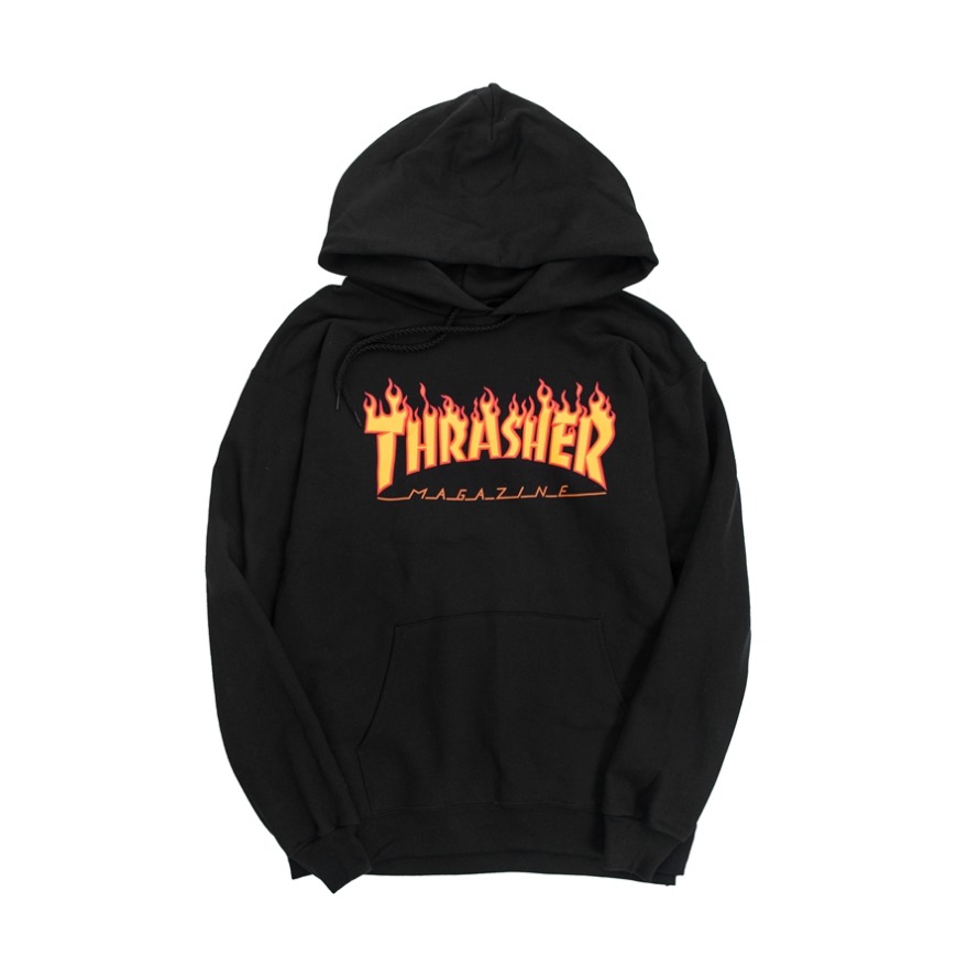 Thrasher 美版經(jīng)典火焰大logo印花帽衫衛(wèi)衣