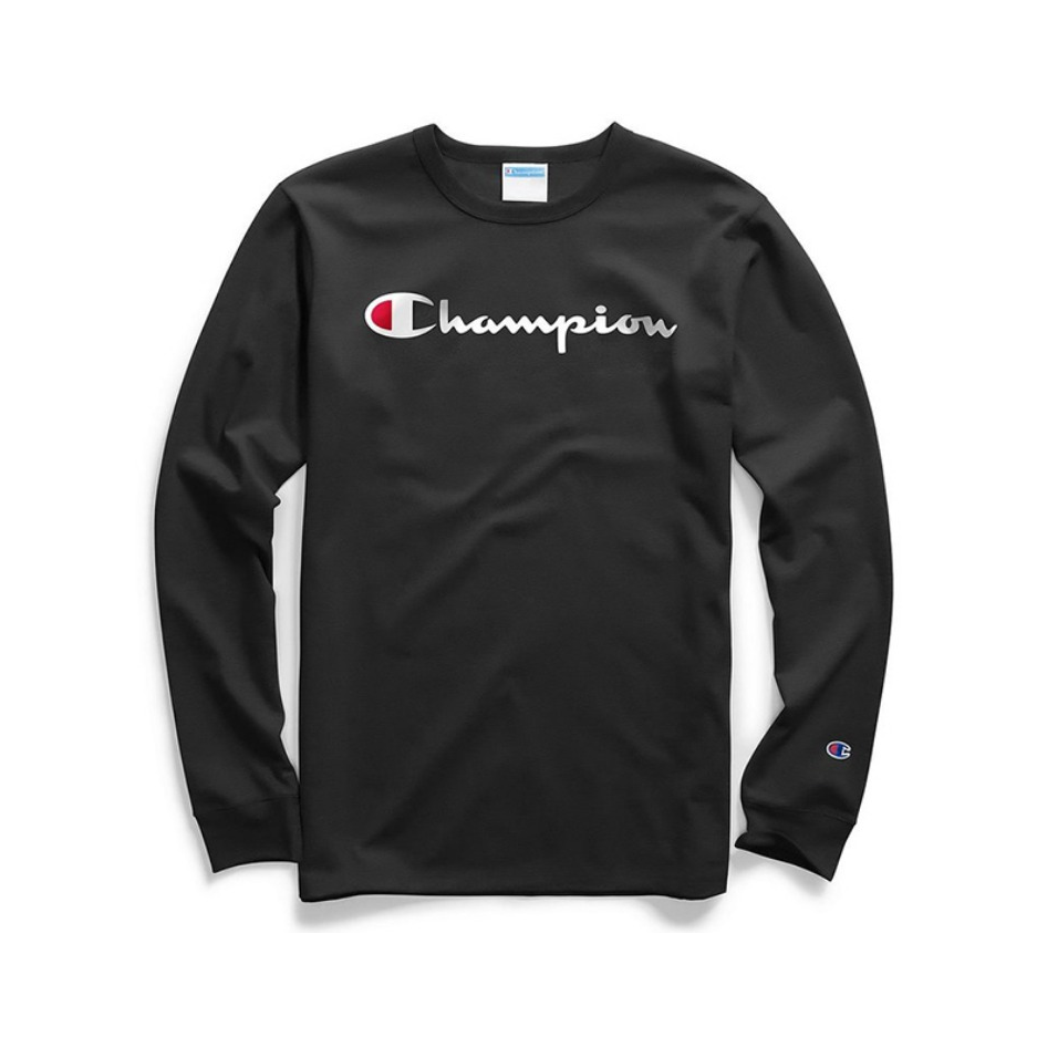 Champion 美版草寫LOGO彩色刺繡單標長袖T恤