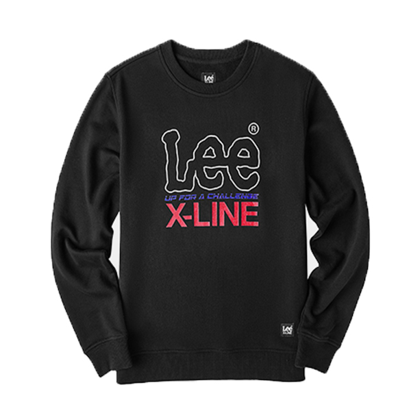 Lee X-LINE秋冬男女款logo印花时尚圆领情侣套头卫衣