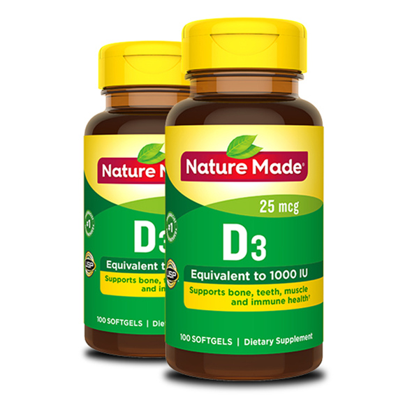 Nature Made 液體維生素D3膠囊25mcg*100粒*2瓶