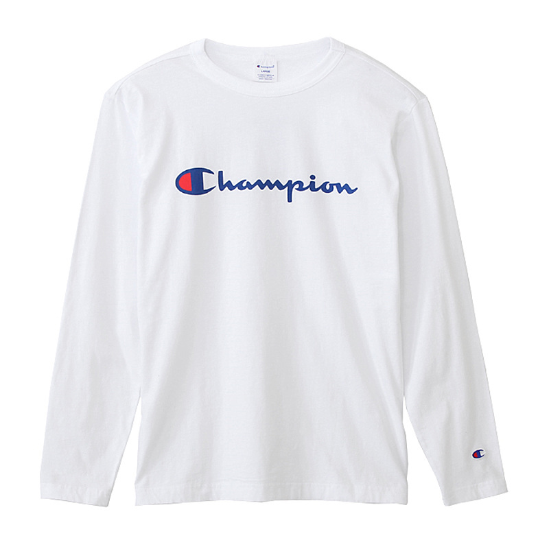 Champion 美版草寫LOGO彩色刺繡單標(biāo)長袖T恤