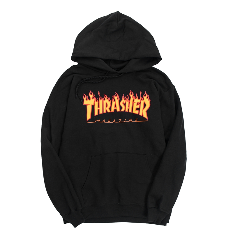 【年货节 限时抢购】Thrasher 美版经典火焰大logo印花帽衫卫衣