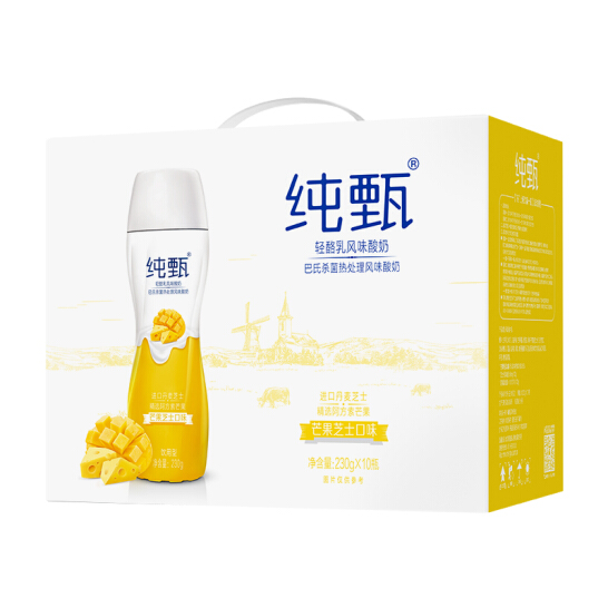 蒙牛 純甄輕酪乳芒果芝士味風(fēng)味酸牛乳 230g*10瓶*4件