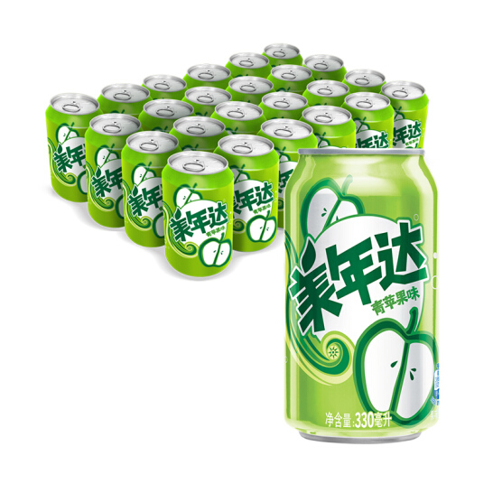 美年达 青苹果味 汽水碳酸饮料 330ml*24罐