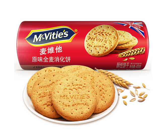 麦维他（Mcvitie's）原味全麦粗粮酥性消化饼干 400g