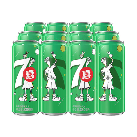 7喜 柠檬味汽水 细长罐 330ml*24罐