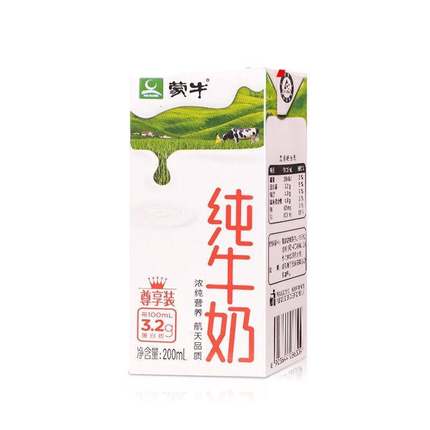 蒙牛無菌磚純牛奶 200ml*24盒