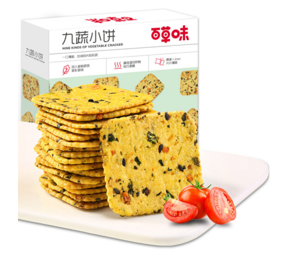 ?百草味  九蔬薄脆餅干180g/盒