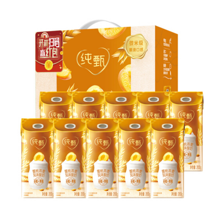 蒙牛 純甄 常溫風味酸牛奶 燕麥+黃桃 200g*10