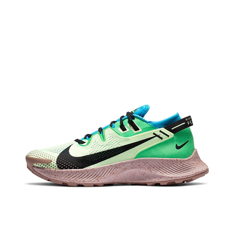 推荐商品：Nike Pegasus Trail 2 跑鞋 户外训练轻便透气防滑耐磨织物运动合成革 绿/蓝/黑