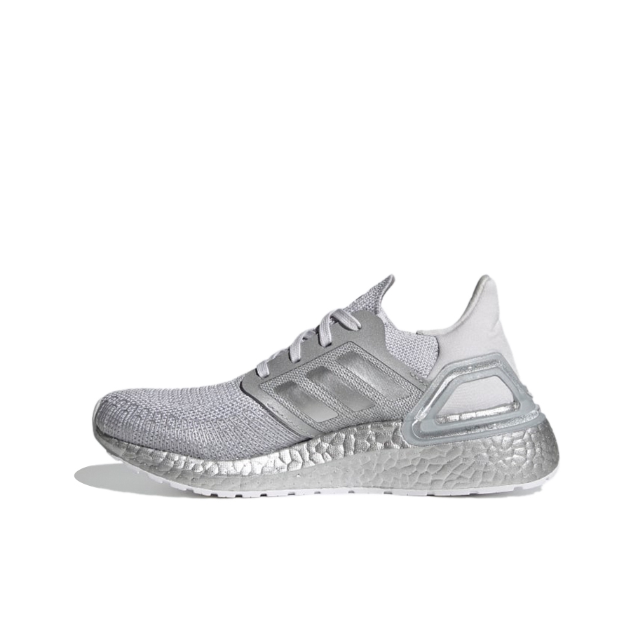 推荐商品：adidas UltraBoost 2020 经典UB 跑鞋 织物缓震回弹抗扭转圆头轻运动 大童/灰色/银色