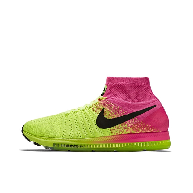 推荐商品：Nike Zoom All Out Flyknit 跑鞋 气垫回弹防滑耐磨减震透气编织舒适百搭运动 Unlimited 黄粉黑