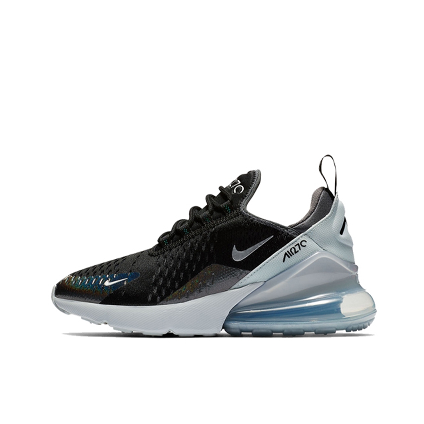 推荐商品：Nike Air Max 270 气垫缓震 轻便透气 耐磨 时尚复古 舒适百搭 防滑 支撑 防水 织物 跑鞋 Y2K GS/黑色/白色/银色