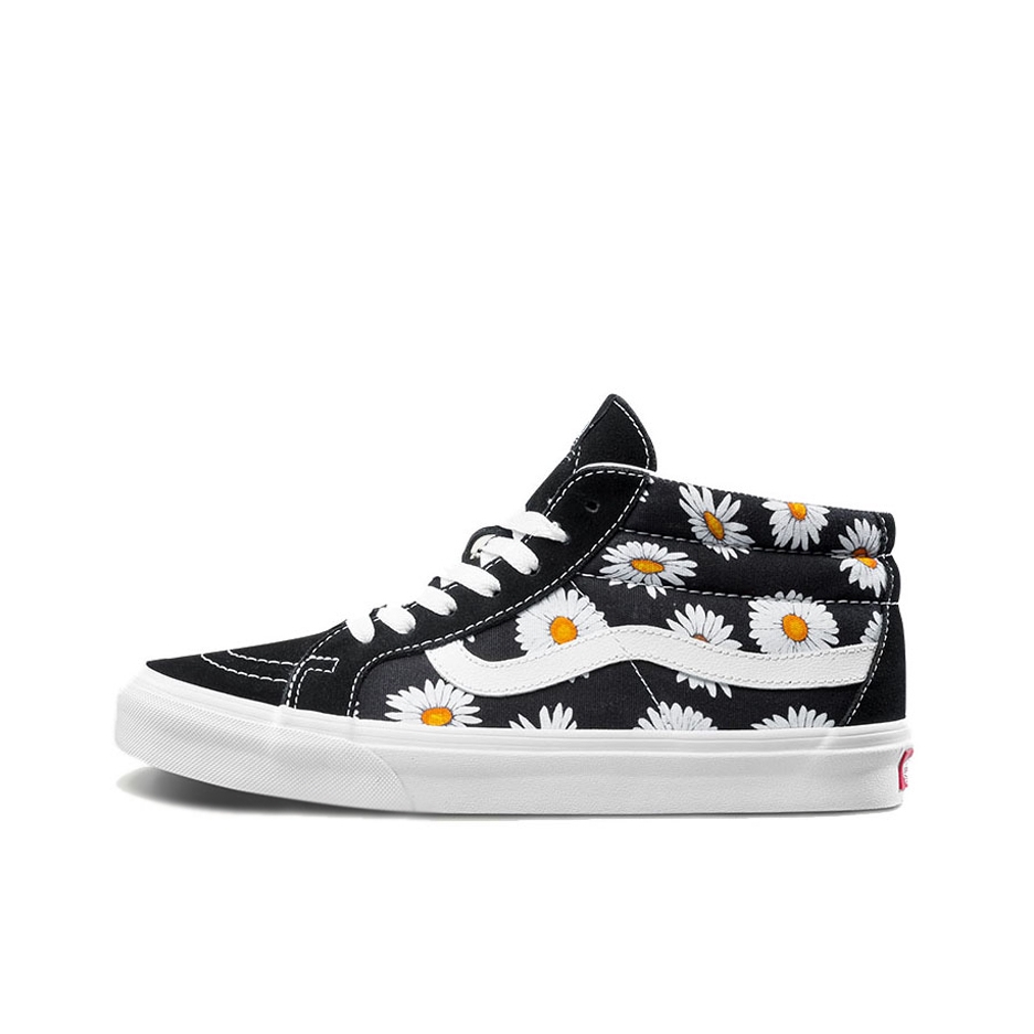 推荐商品：Vans/范斯 SK8-Mid 板鞋 潮流拼接复古百搭防滑耐磨 Reissue Black 小雏菊