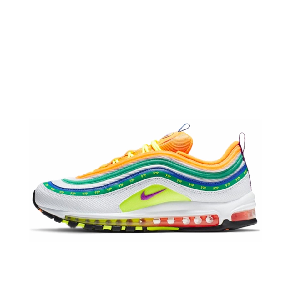 推荐商品：Nike Air Max 97 跑鞋 气垫减震全掌舒适透气防滑耐磨百搭复古织物合成革运动时尚圆头包裹性支撑 London Summer of Love 伦敦夏之爱/On Air