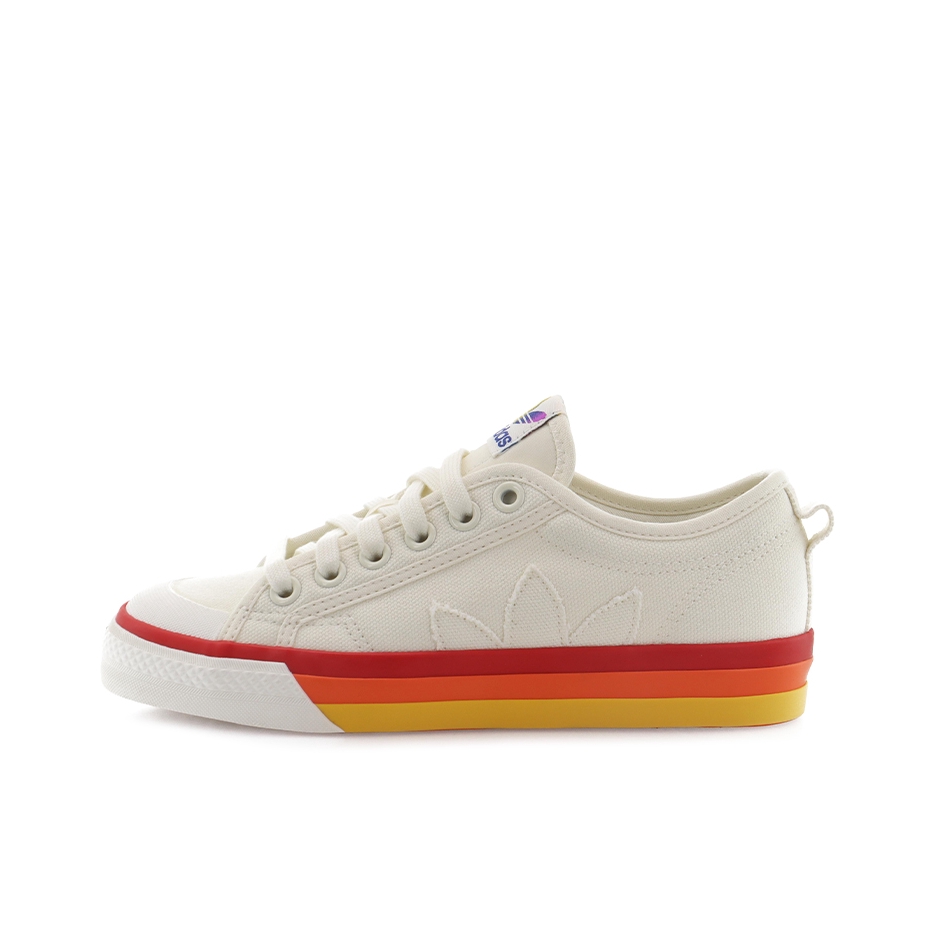 推荐商品：adidas Originals Nizza 经典复古 包裹性 轻便透气 防滑 增高 厚度 舒适 耐磨 帆布鞋 Pride  白/绿/紫