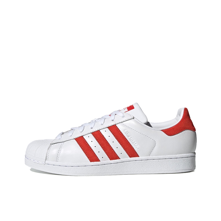推荐商品：【宋雨琦同款】 adidas Originals Superstar 板鞋 轻便贝壳头薄底舒适百搭耐磨复古 Cloud White/Active Red 白红/翻毛皮