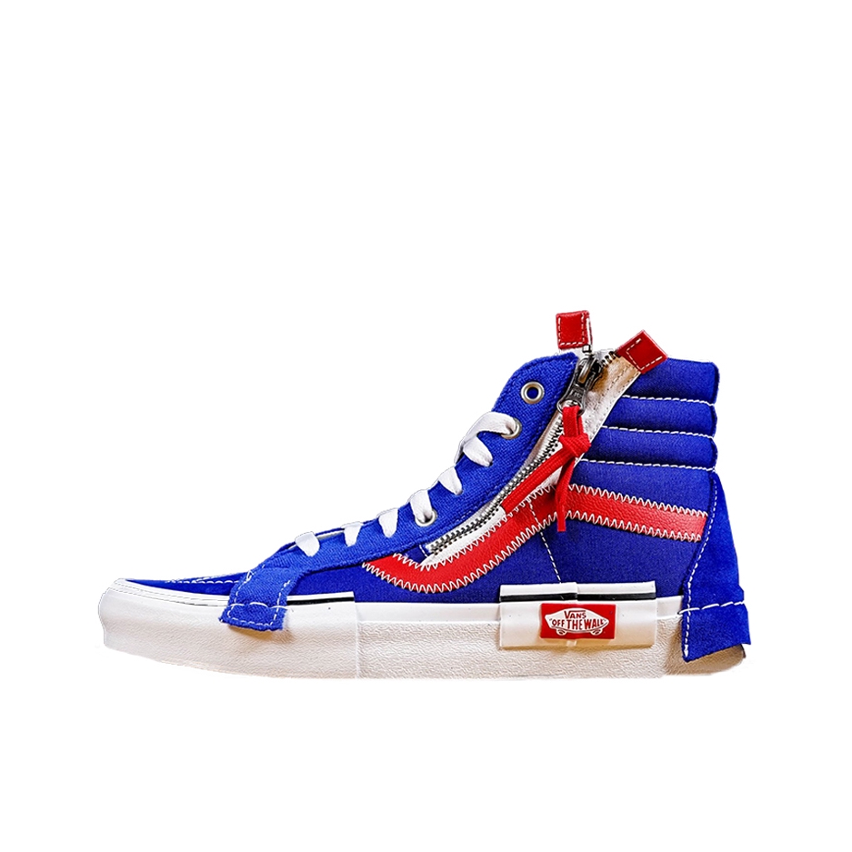推荐商品：Vans/范斯 SK8-Hi 板鞋 潮流经典拼接复古街头厚底 Surf The Web 蓝红白/解构