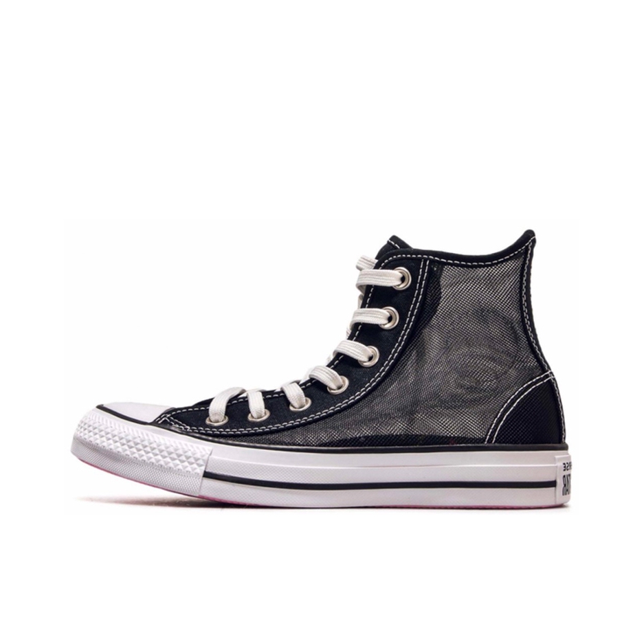 推荐商品：Converse/匡威 Chuck Taylor All Star 帆布鞋 常青款轻便防滑耐磨百搭复古圆头减震贴合高帮 White/Black 网纱黑Hi