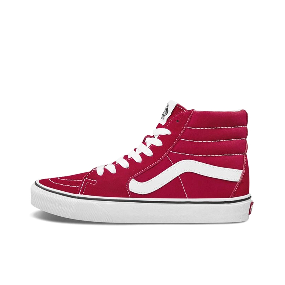 推荐商品：Vans/范斯 SK8-Hi 板鞋 潮流经典拼接复古街头厚底 Red/White 红白/黑线