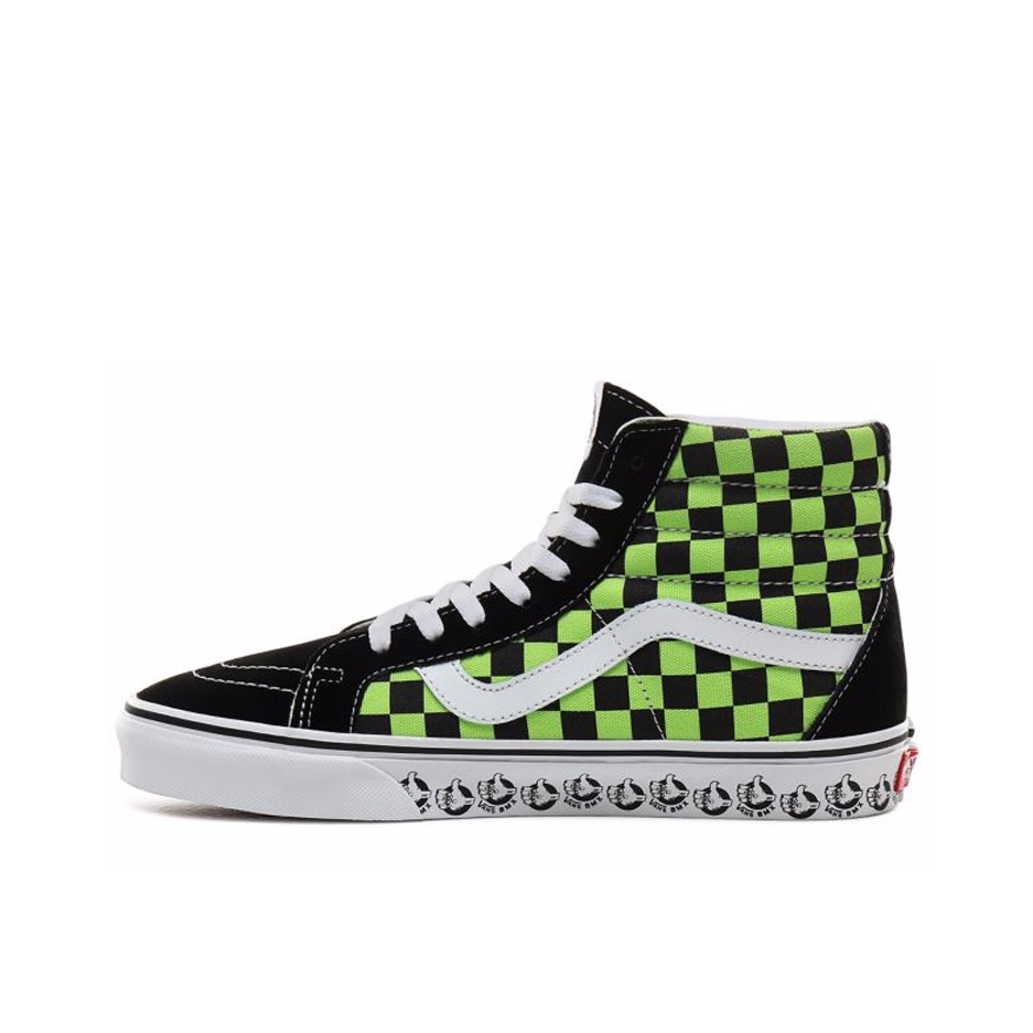 推荐商品：Vans/范斯 SK8-Hi 板鞋 潮流经典拼接复古街头厚底 Black/YellowGreen/White 黑绿/BMX棋盘格