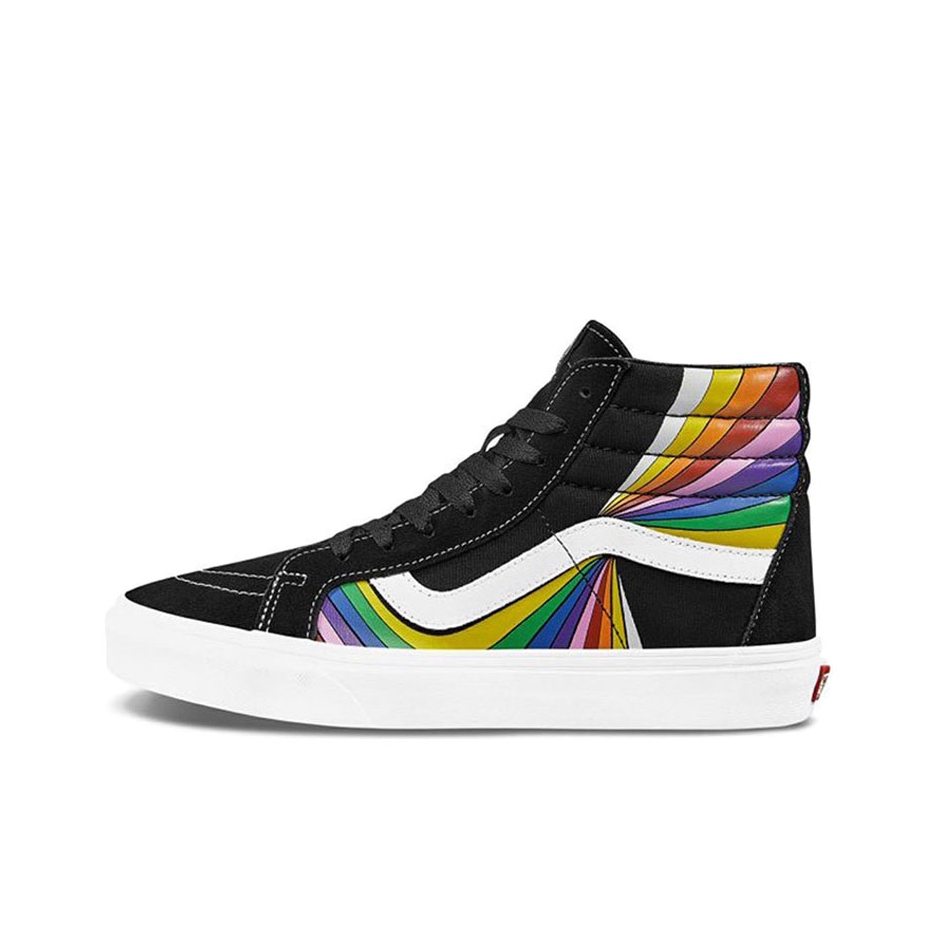 推荐商品：Vans/范斯 SK8-Hi 板鞋 潮流经典拼接复古街头厚底 黑色/彩虹