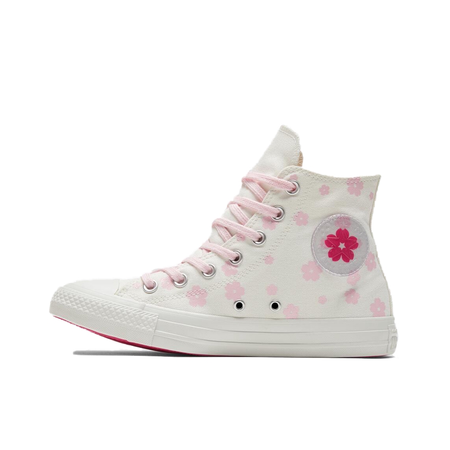 推荐商品：Converse/匡威 Chuck Taylor All Star 帆布鞋 常青款轻便防滑耐磨百搭复古圆头减震贴合高帮 白粉/樱花Hi