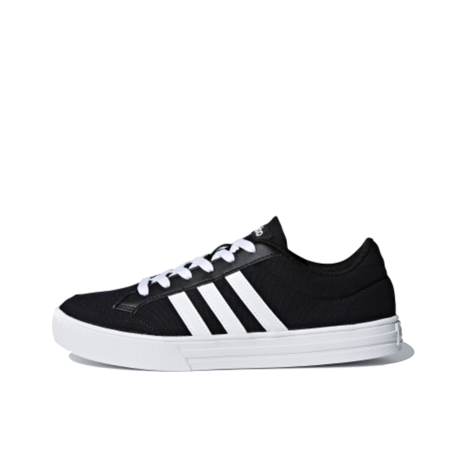 推荐商品：adidas Vs Set 板鞋 防滑耐磨轻便透气帆布复古百搭圆头包裹性 Black/White 黑白色