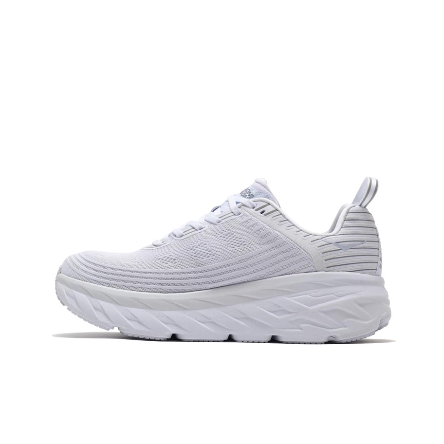 推荐商品：HOKA ONE ONE Bondi 邦代 6 防水 减震 防滑 耐磨 织物 合成革 跑鞋 纯白