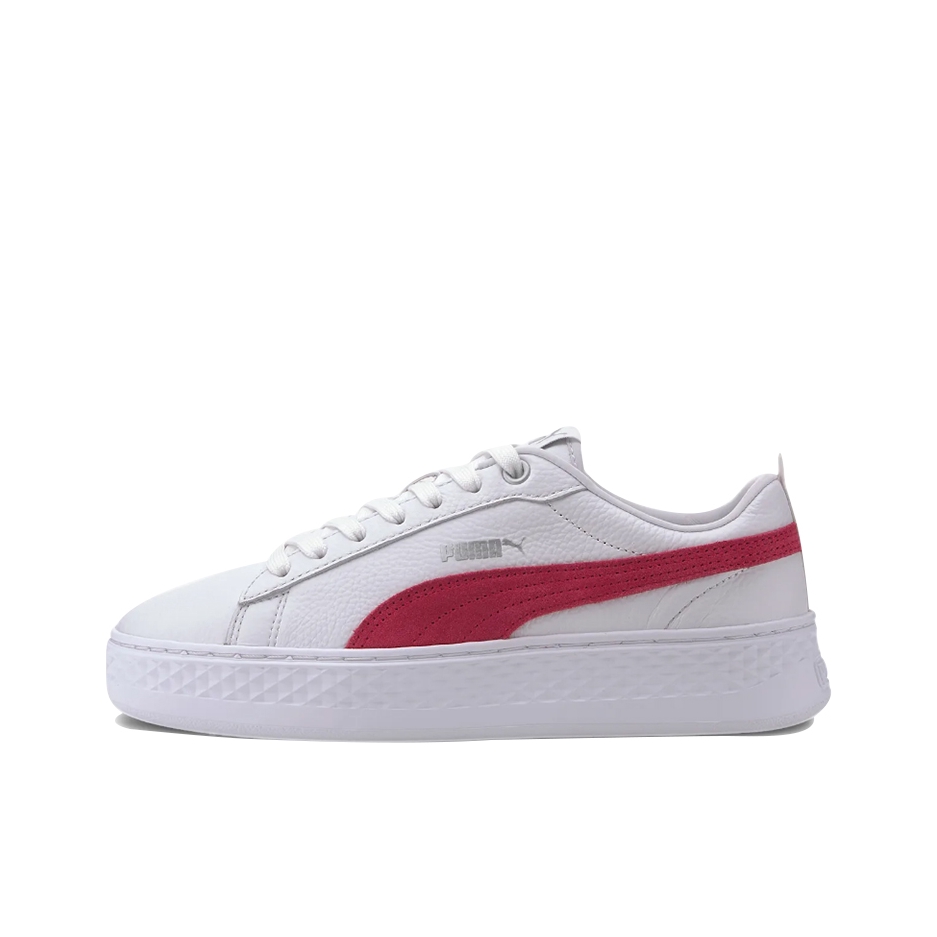 推荐商品：Puma/彪马 Smash Platform 松糕鞋 板鞋 防滑耐磨舒适透气轻便百搭复古圆头包裹性 白色/玫红
