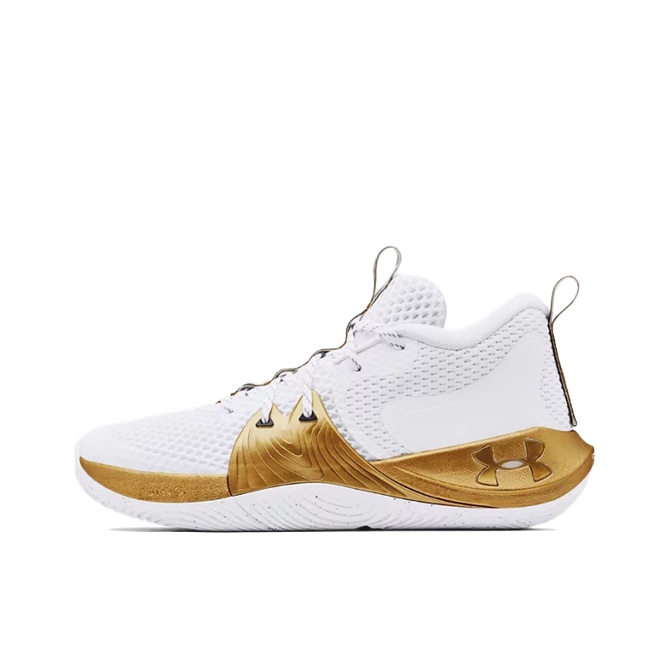推荐商品：Under Armour/安德玛 Embiid 1 防滑耐磨 实战训练 支撑 圆头 合成革 篮球鞋 白色/金色