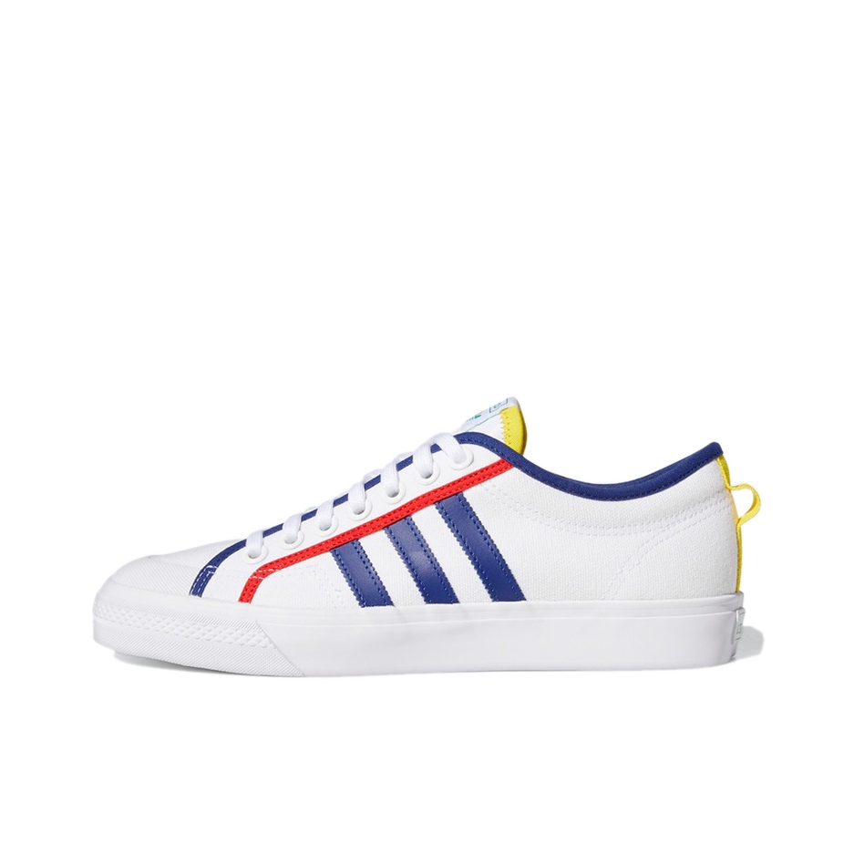 推荐商品：adidas Originals Nizza 经典复古 包裹性 轻便透气 防滑 增高 厚度 舒适 耐磨 帆布鞋 白/蓝