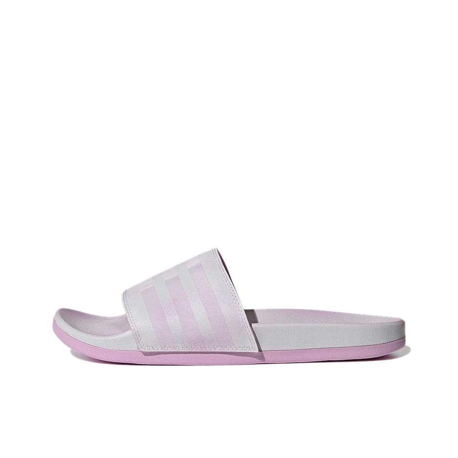 推荐商品：adidas Adilette Comfort 防滑耐磨 轻便透气 简约 防水 舒适百搭一字 休闲 拖鞋 白/紫粉